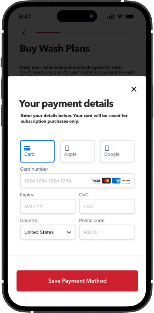 Choose your payment Enter payment screen