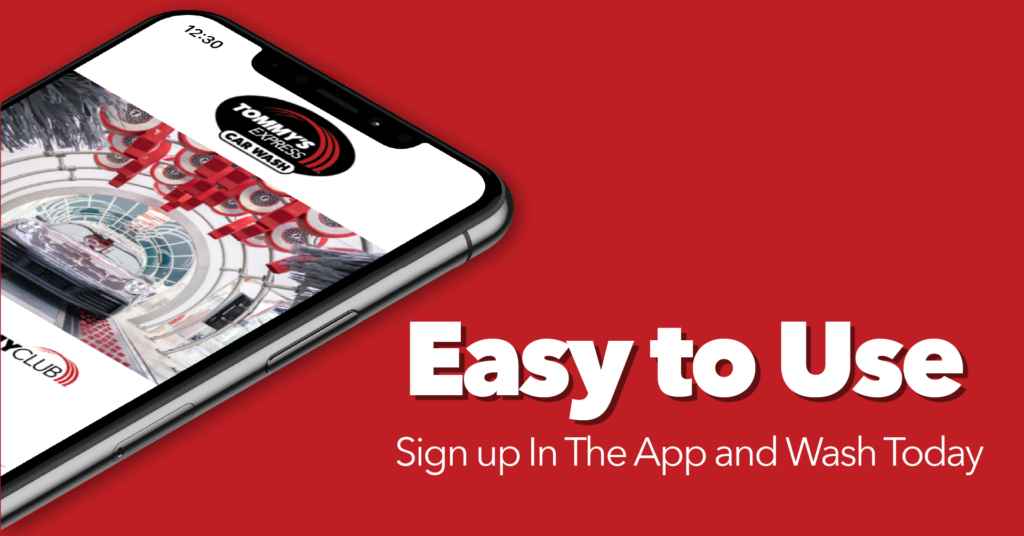 The Tommy's Express App image. Easy to use. Sign up in the App and wash today.