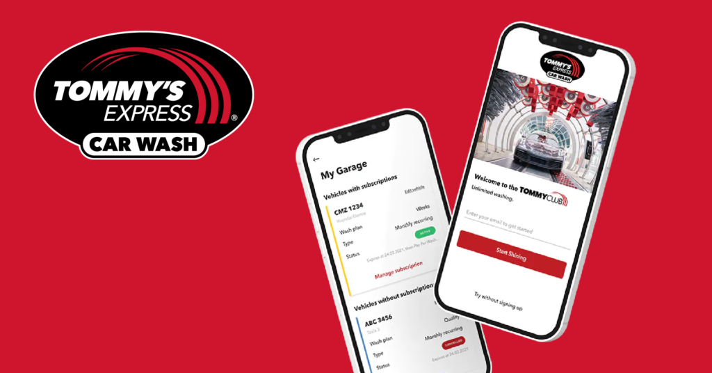 Tommy's Express Car Wash app with TommyClub account