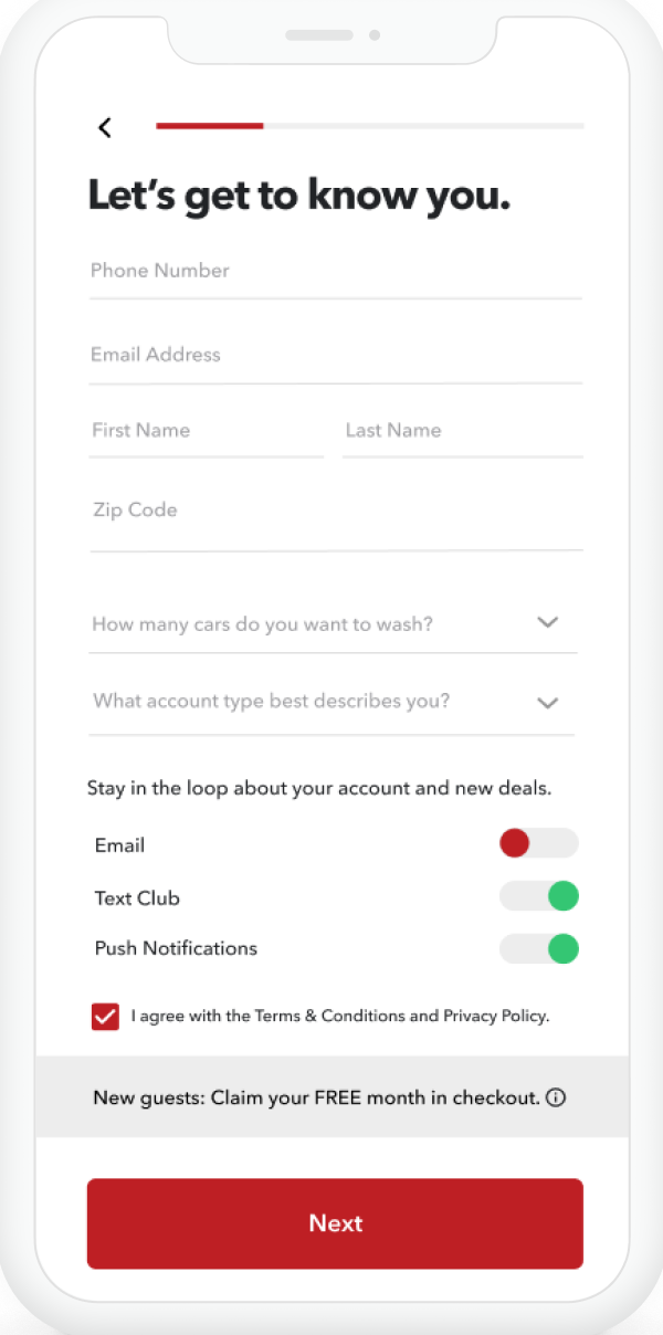 Enter account details App enter account details