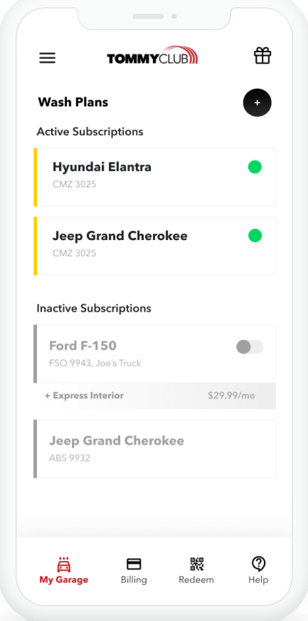 Manage your vehicles App My Garage screen