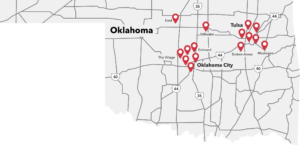 Map of all the Oklahoma sites with the addition of 3 new locations near Oklahoma City